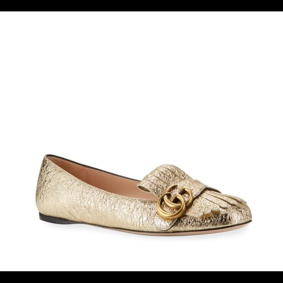 Gucci Shoes - Gucci Gold Marmont Ballerina Flats Size 38/8